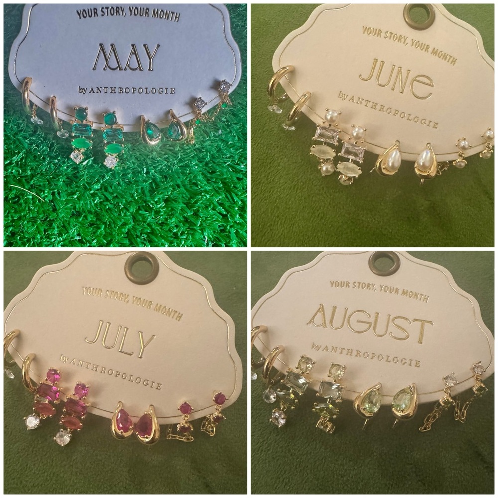 NWT Set of 4 Birthstone huggie earrings - Picture 6 of 9